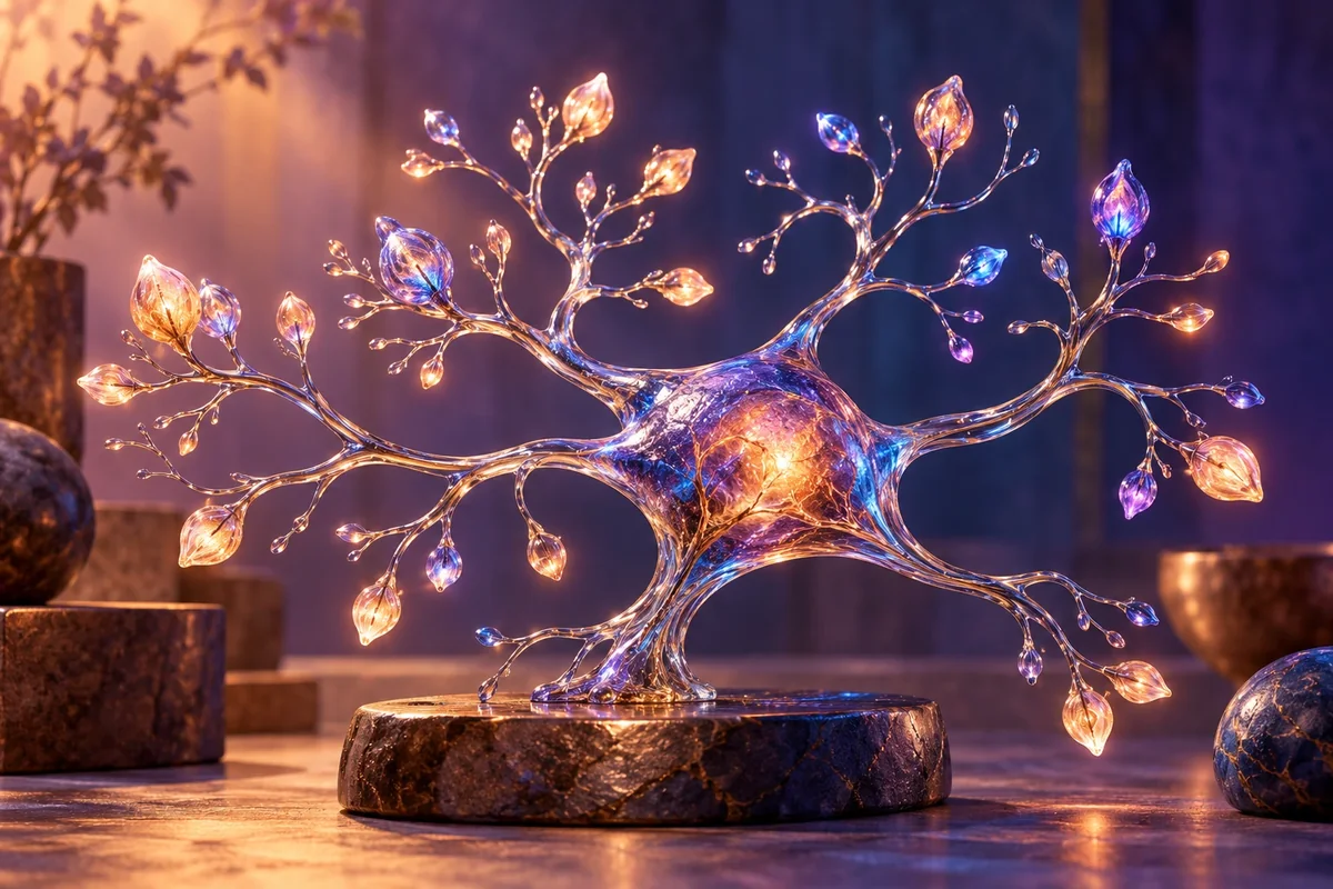 Escultura de cristal ramificada inspirada en las conexiones neuronales